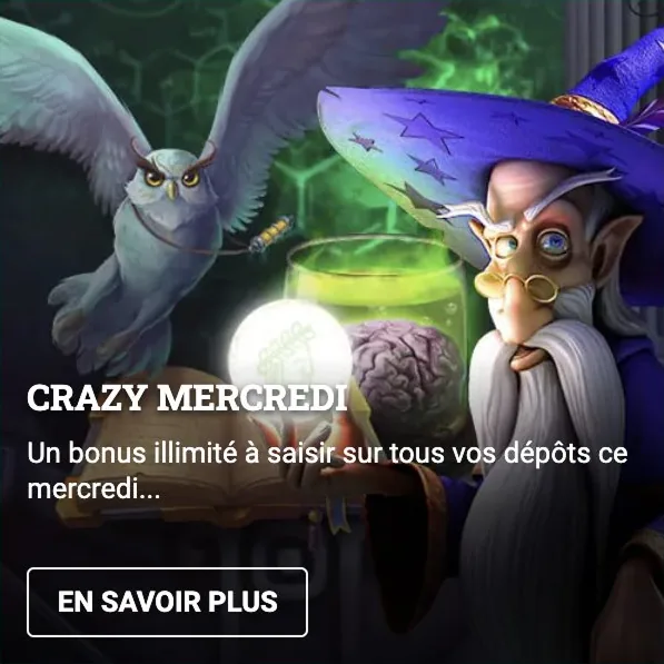 Bonus Crazy Mercredi Cresus Casino